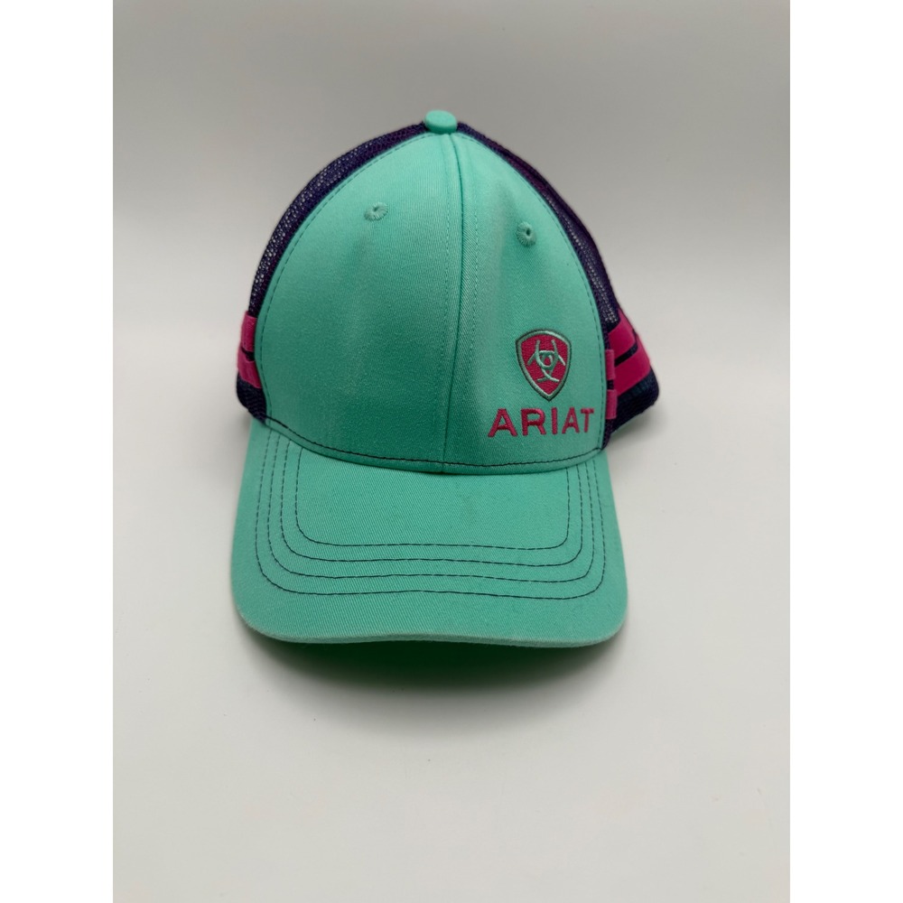 Ariat Womens Trucker Hat Teal Purple Pink Mesh Snapback Western Logo Cap